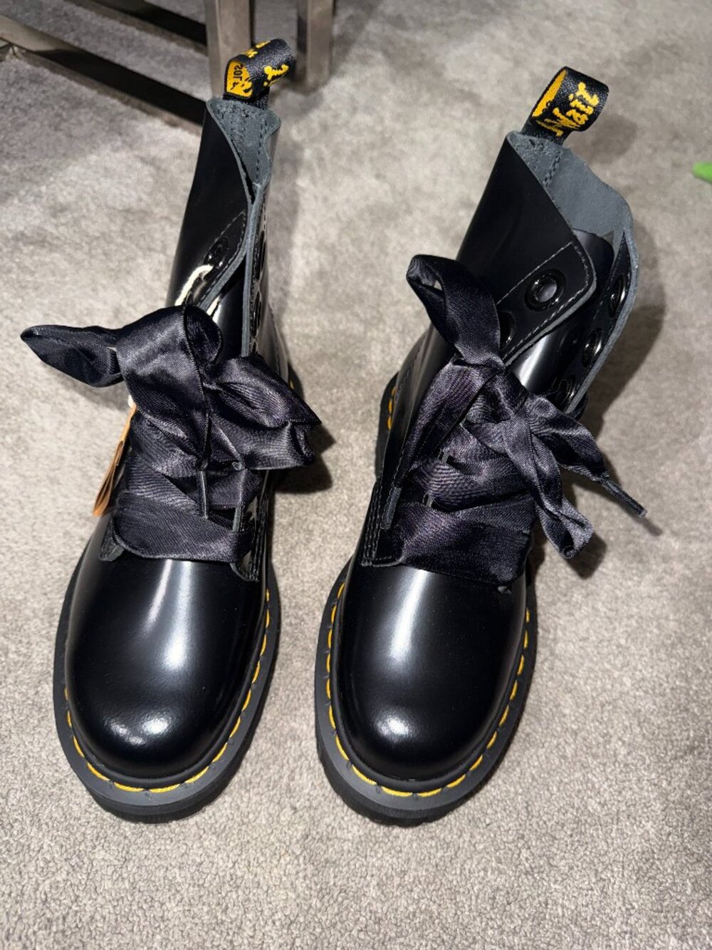 Dr Martens Butterro Black Platform Leather Combat Boots- Size 6/ Brand New